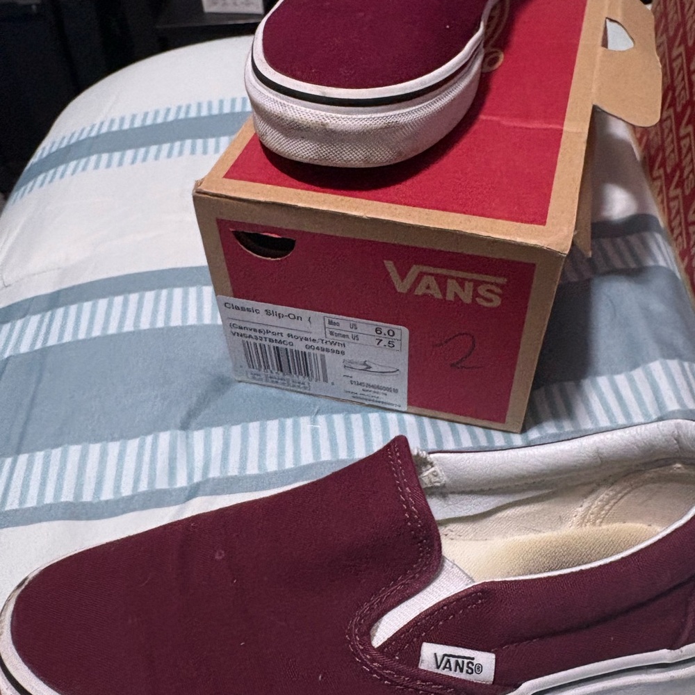 Vans Slip-On Sneakers in Deep Red